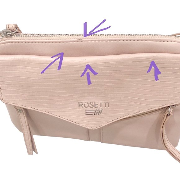 Rosetti Go Fredrick Crossbody Envelope Purse Bag in Taupe Blush Faux Leather - Picture 10 of 11